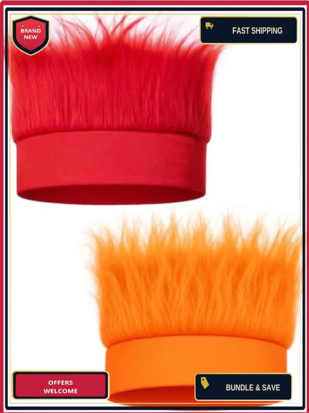 2 Pack Crazy Hair Headband Wigs Hairy Troll Party Costume Accessories